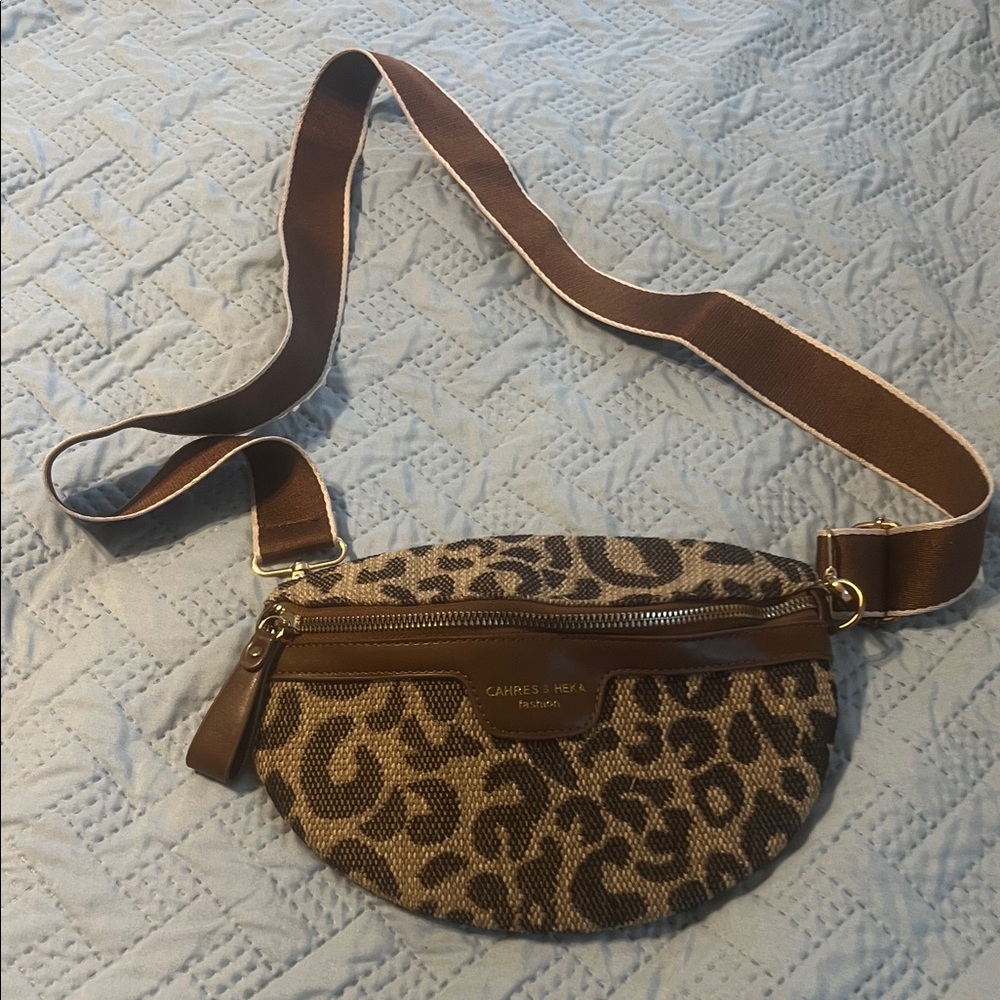Brown Leopard Print Crossbody Bag